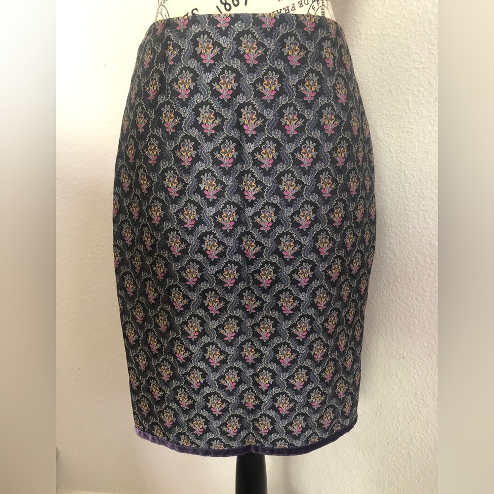 Nanette Lepore Blue and Purple Embellished Pencil Skirt